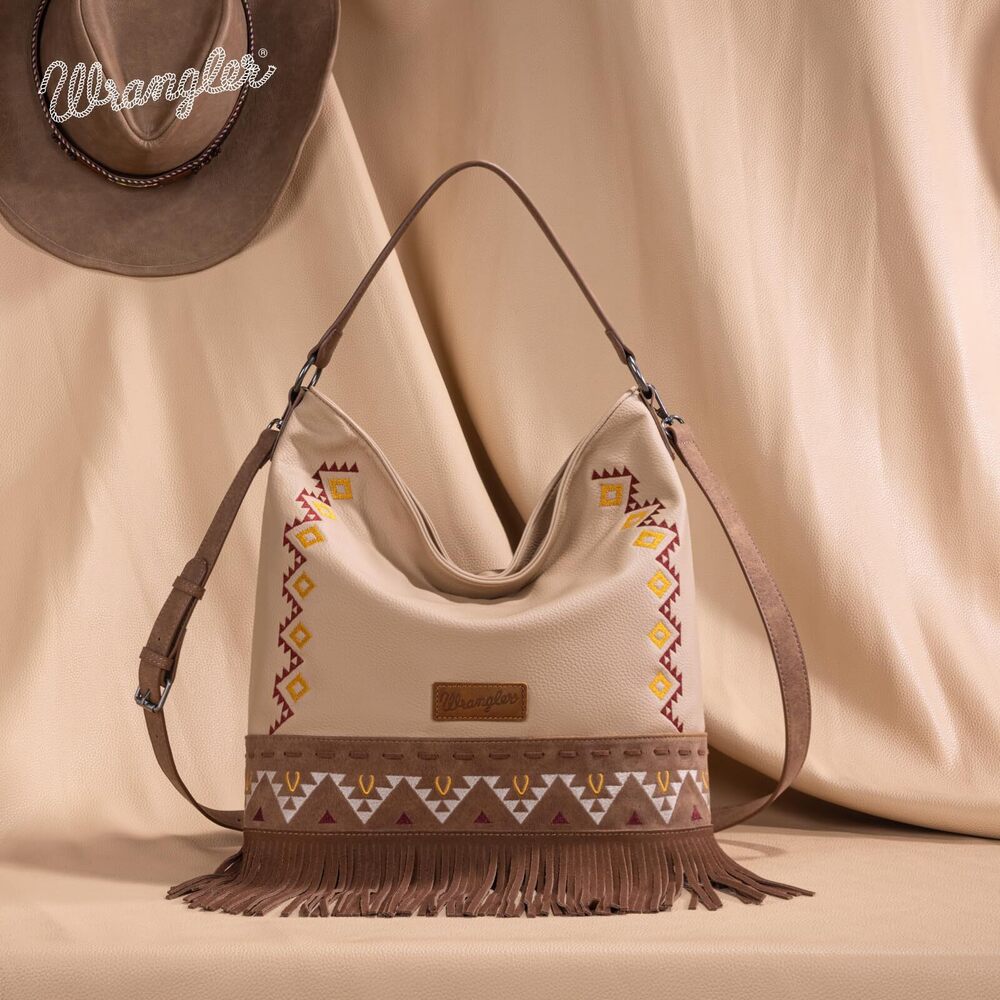 9221 Wrangler Shoulder Bag Aztec Purses Embroidered Fringe Hobo Bag View 3